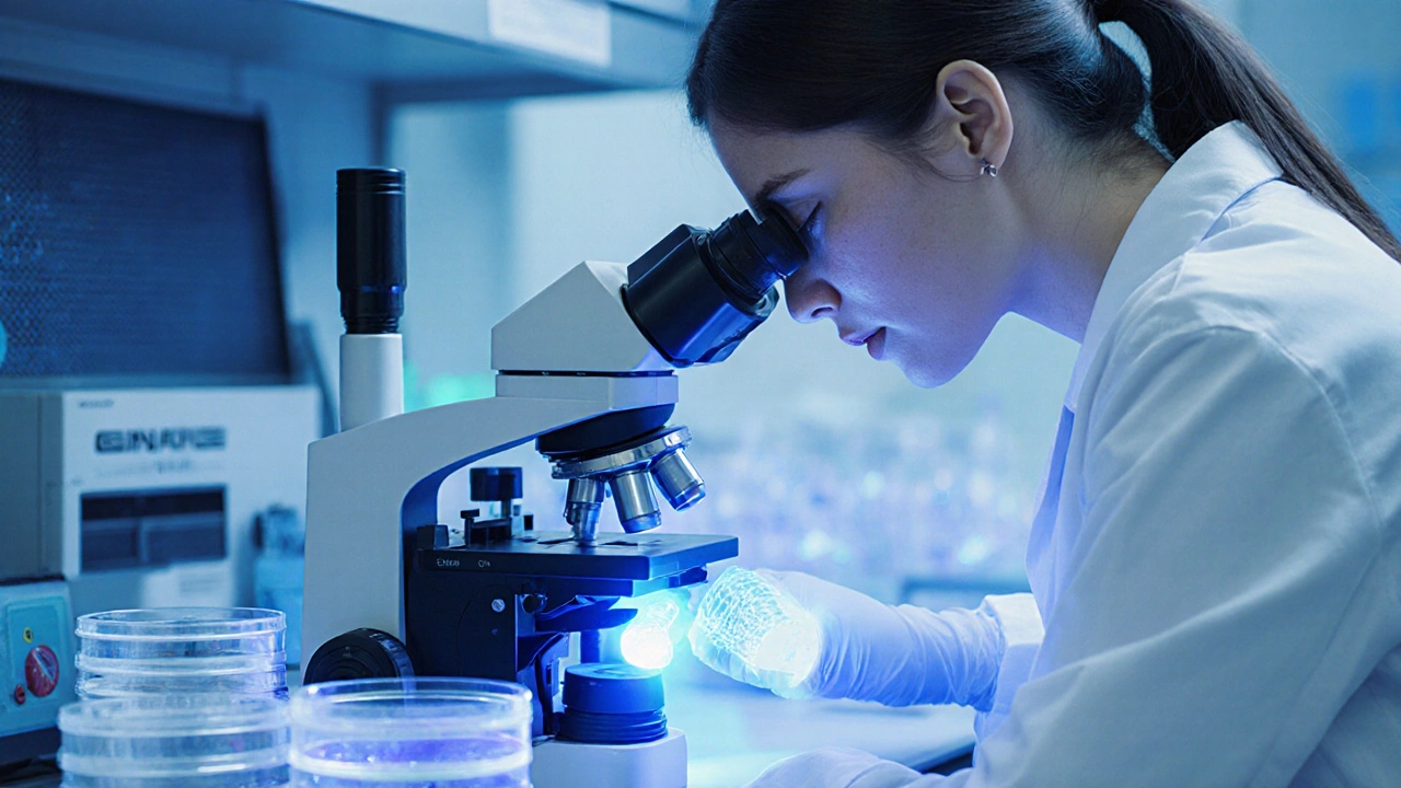 A technician performs an embryo biopsy in a high-tech fertility lab.