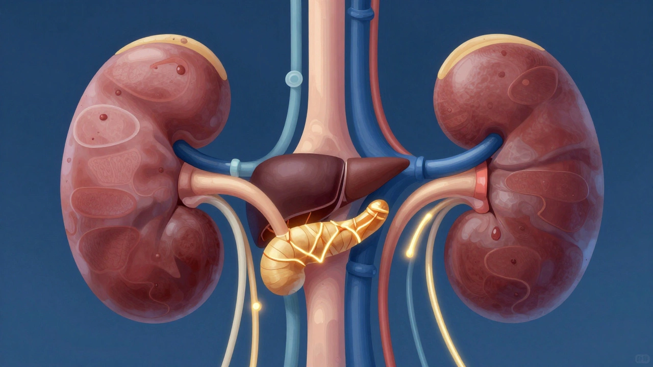 Abstract illustration of metabolic systems and organs