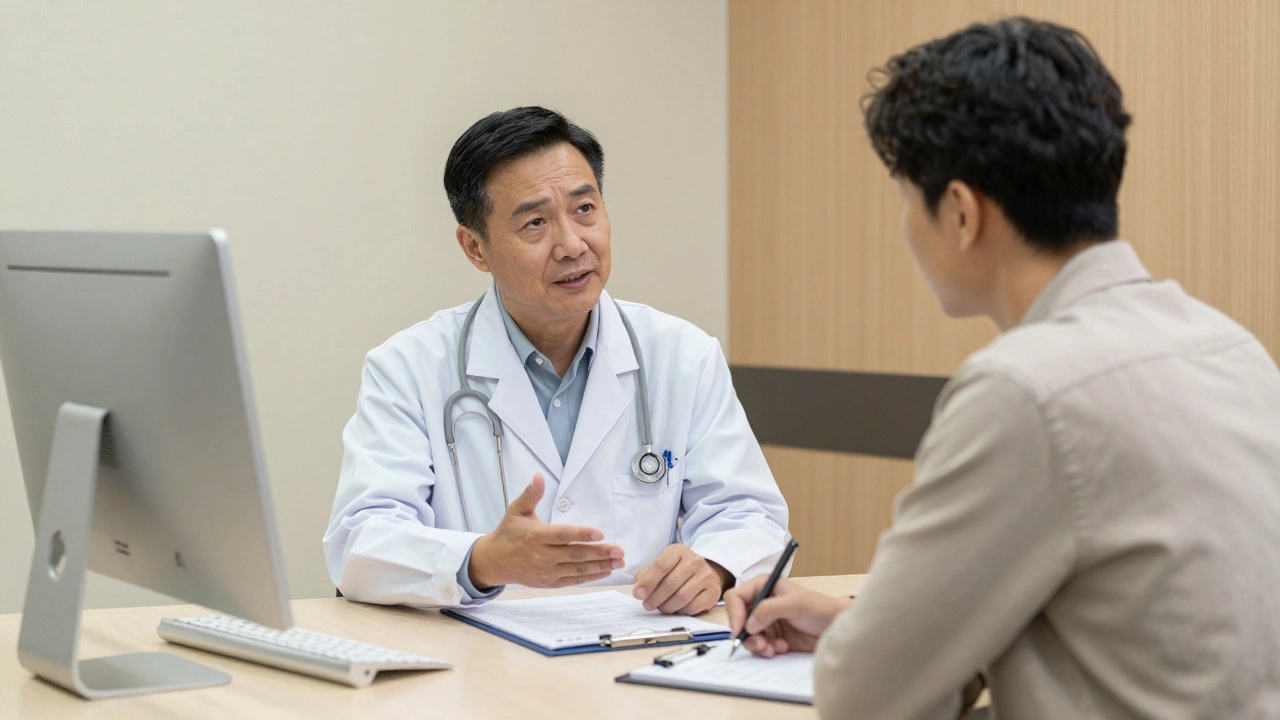Doctor consulting with diabetic patient in clinic