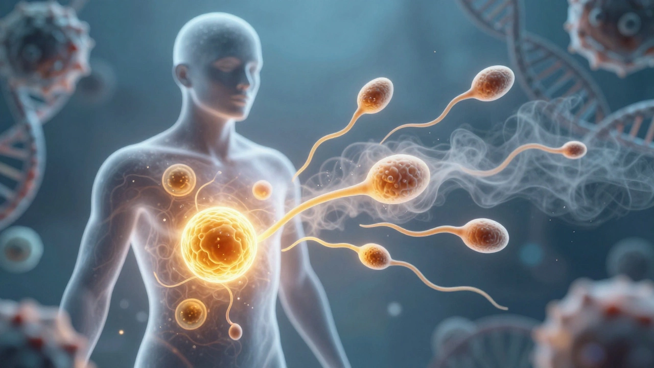 Artistic depiction of egg and sperm interaction during IVF
