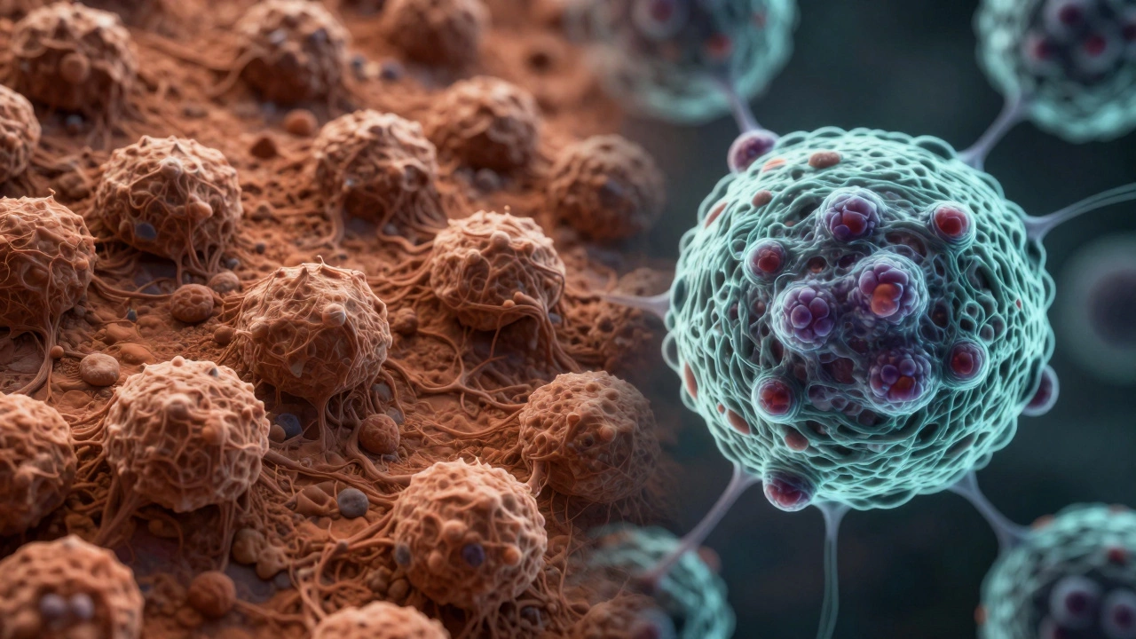 Comparison of squamous cell and adenocarcinoma structures