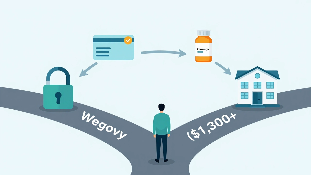 Illustration of patient choosing between expensive drug and cheaper alternatives