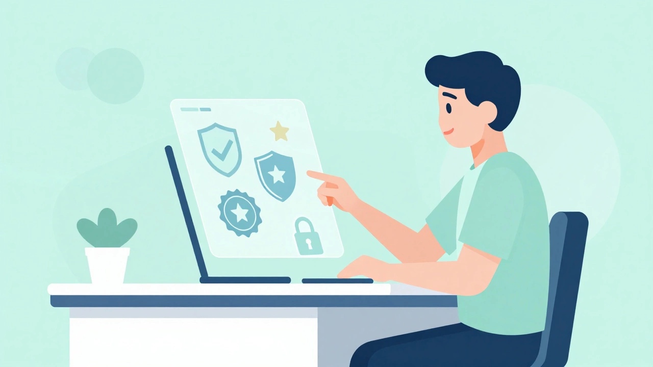 Illustration of secure digital health transaction with privacy icons
