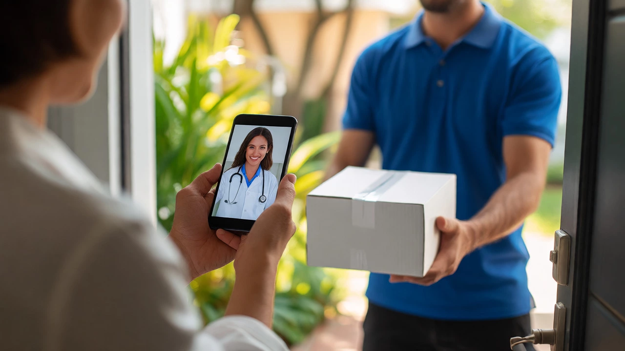 Patient receiving medication delivery after an online doctor visit