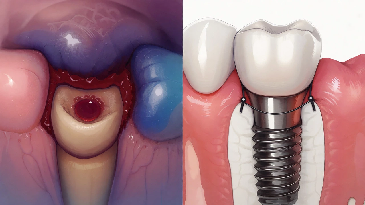 Comparison of open extraction wound versus closed implant surgical site
